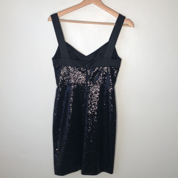 NWOT Monique Lhuillier Black Sequin silk dress - Picture 2 of 11